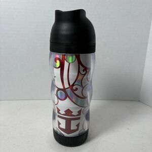 Royal Caribbean Coca Cola Tumblers Soda Pop Cup Red Waves w Black Lid Travel‎ C1